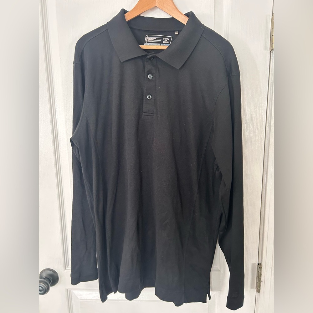 Cutter & Buck Men's Long Sleeve Black Polo
